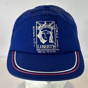 Vintage Statue Of Liberty Hat Cap Trucker Snap Back 7 Panel Keep The Torch Lit